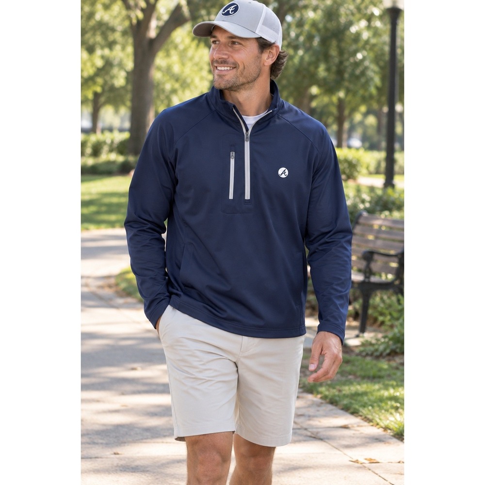 Zero Restriction Tour Series Mens Navy Atlanta Braves World Series Quarter Zip M